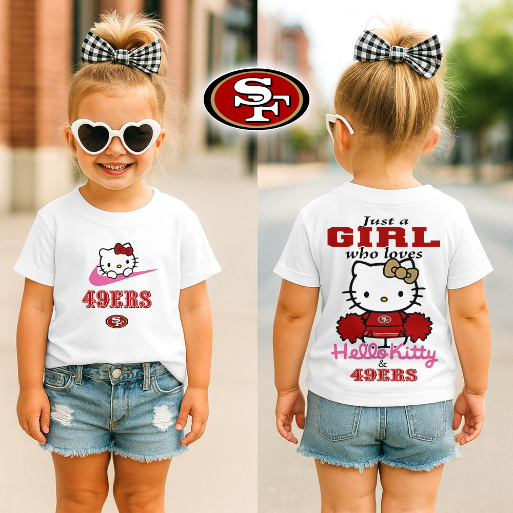 San Francisco 49ers | Premium NFL Football Girl Hello Kitty Fan Kid Shirt HI
