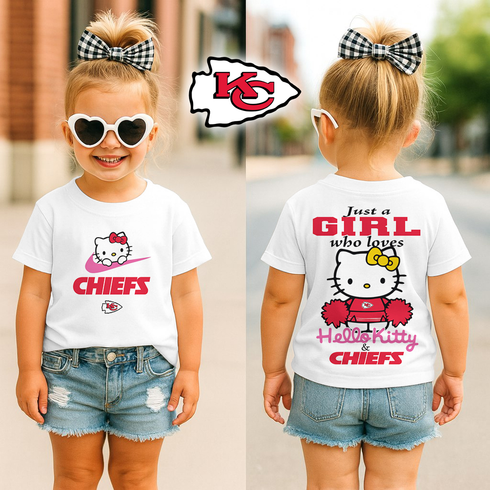 Kansas City Chiefs | Premium NFL Football Girl Hello Kitty Fan Kid Shirt HI
