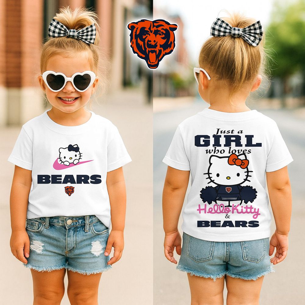 Chicago Bears | Premium NFL Football Girl Hello Kitty Fan Kid Shirt HI
