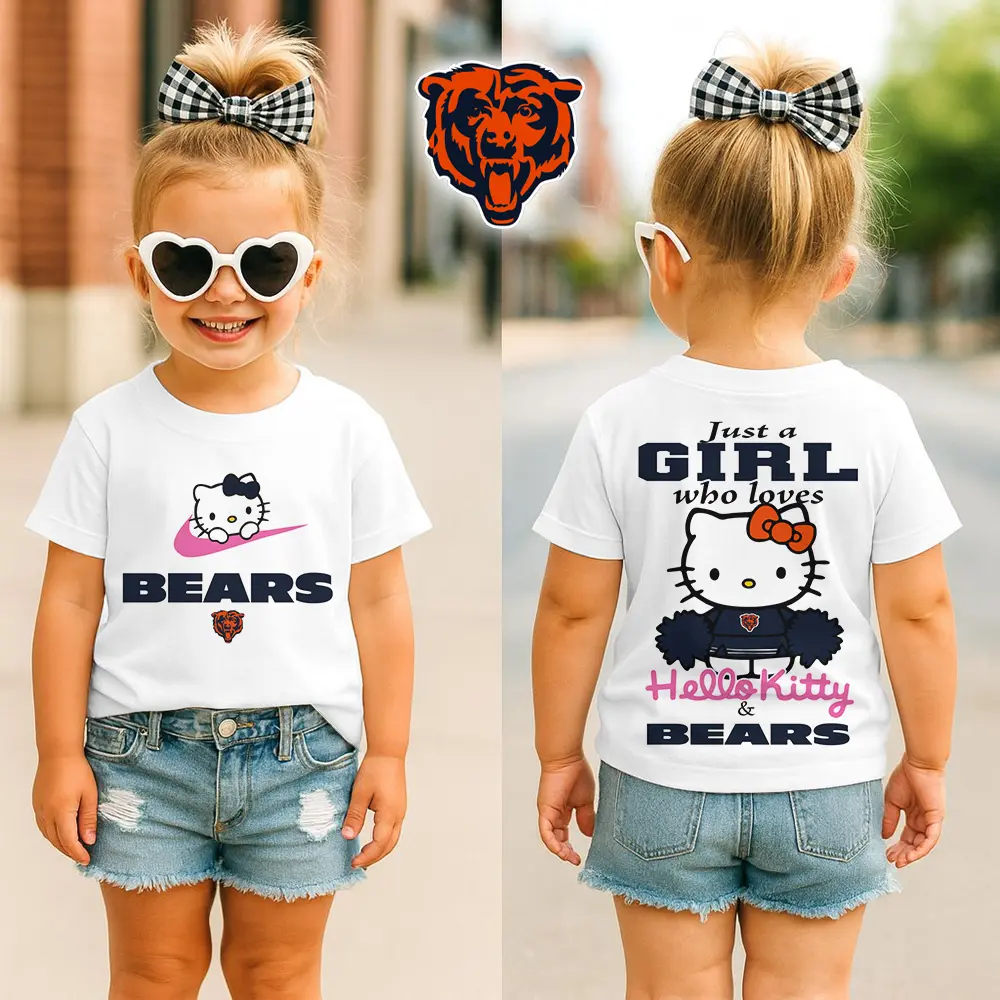Chicago Bears | Premium NFL Football Girl Hello Kitty Fan Kid Shirt HI