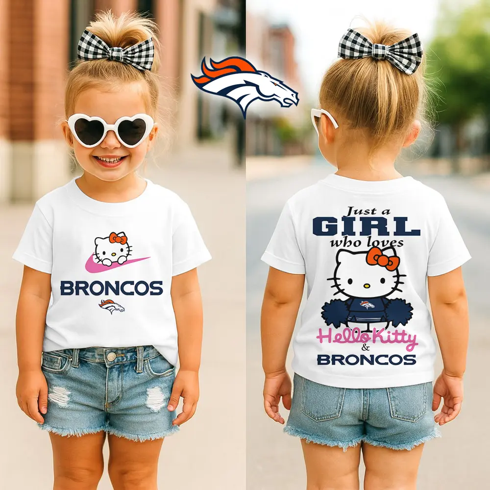 Denver Broncos | Premium NFL Football Girl Hello Kitty Fan Kid Shirt HI
