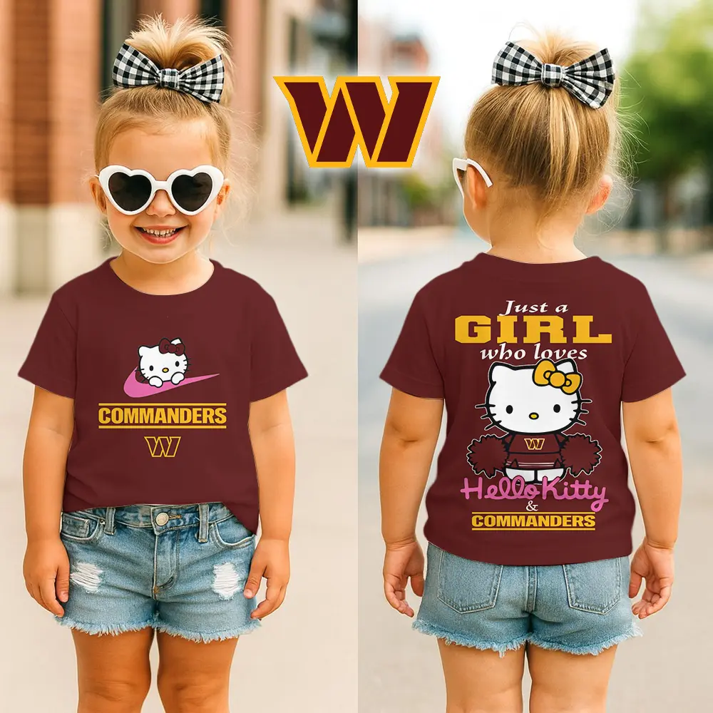 Washington Commanders | Premium NFL Football Girl Hello Kitty Fan Kid Shirt HI - Burgundy