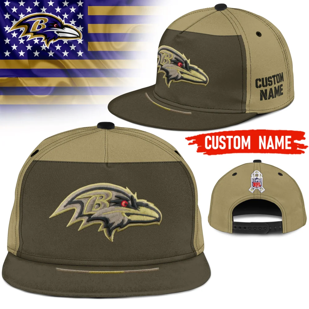 Baltimore Ravens | Premium NFL 2025 Salute to Service Split Panel Snapback Cap