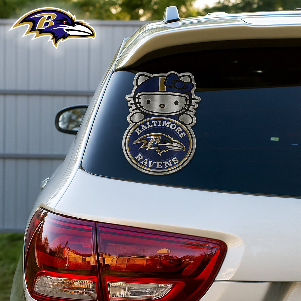 Baltimore Ravens | Premium NFL Hello Kitty Car Badge Sticker