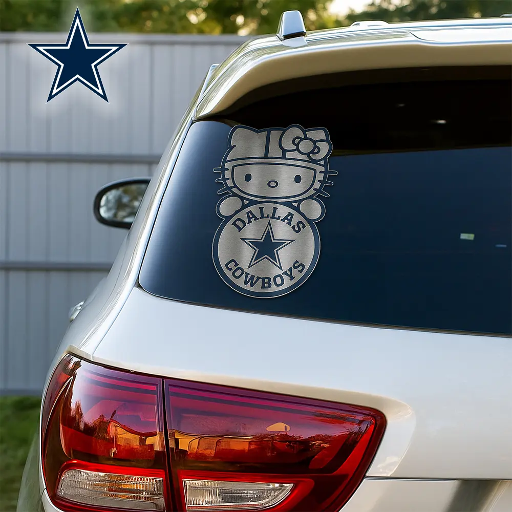 Dallas Cowboys | Premium NFL Hello Kitty Car Badge Sticker - 10*4*0.15cm