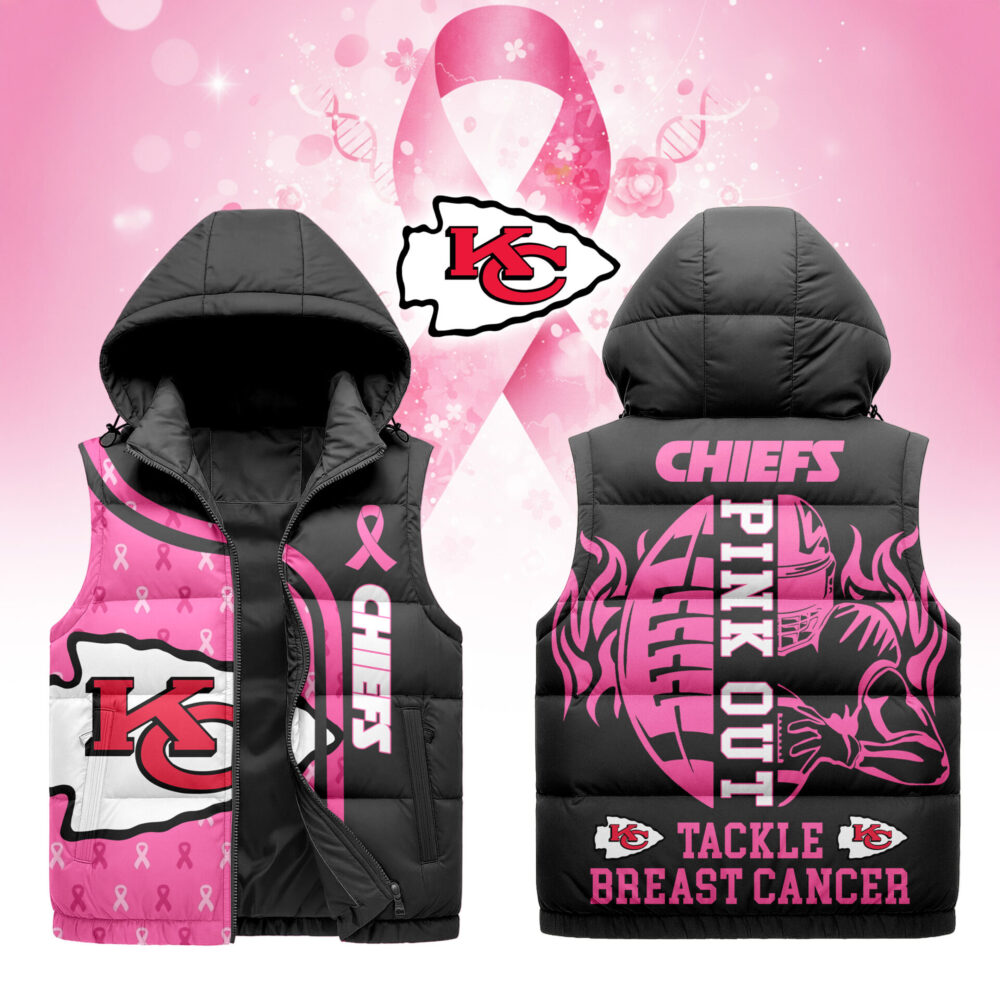 Kansas City Chiefs | Premium NFL Pink Out Hooded Vest Puffer x
