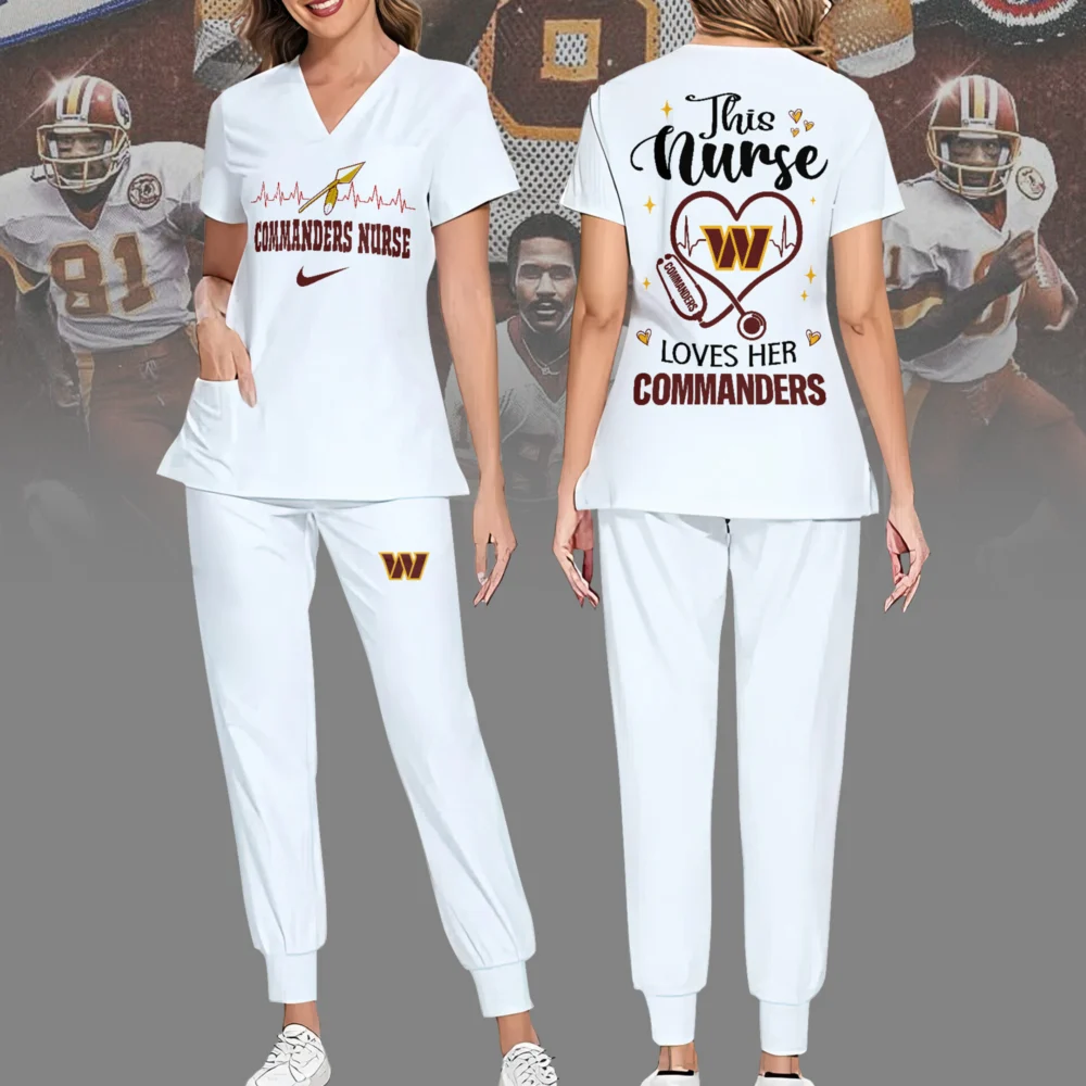 Washington Commanders | Premium NFL Nurse Appreciation Stretch V-Neck Scrub Top And Jogger Pant NY
