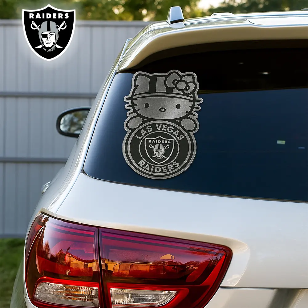 Las Vegas Raiders | Premium NFL Hello Kitty Car Badge Sticker - 10*4*0.15cm