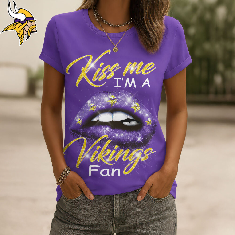 Minnesota Vikings | Premium NFL Kiss Me Women Shirt TD - 2XL