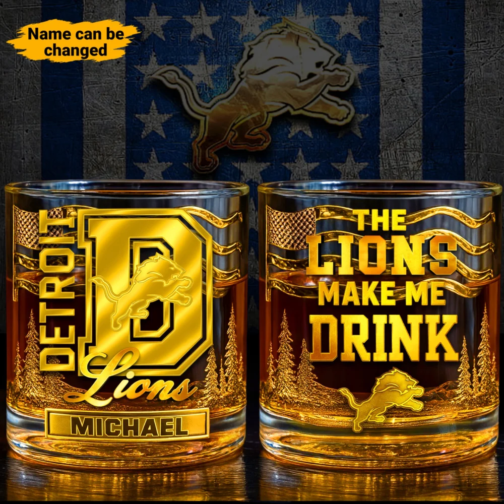 Detroit Lions | Premium NFL Golden Whiskey Fan Glass TD