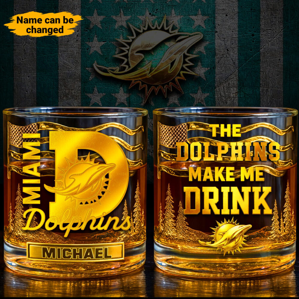 Miami Dolphins | Premium NFL Golden Whiskey Fan Glass TD