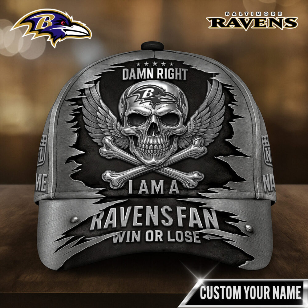 Baltimore Ravens | Premium NFL Skull Wings Fan Pride Cap TD