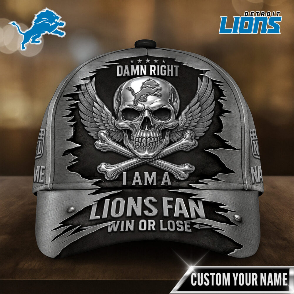 Detroit Lions | Premium NFL Skull Wings Fan Pride Cap TD