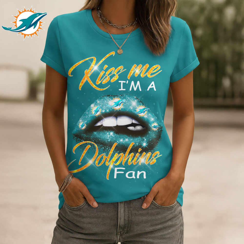 Miami Dolphins | Premium NFL Kiss Me Women Shirt TD - L
