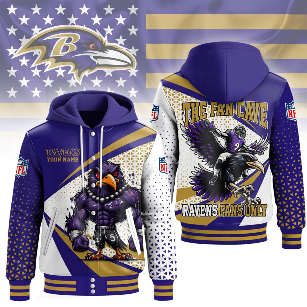 Baltimore Ravens | Premium NFL Fan Cave Hooded Baseball Jacket NY - M
