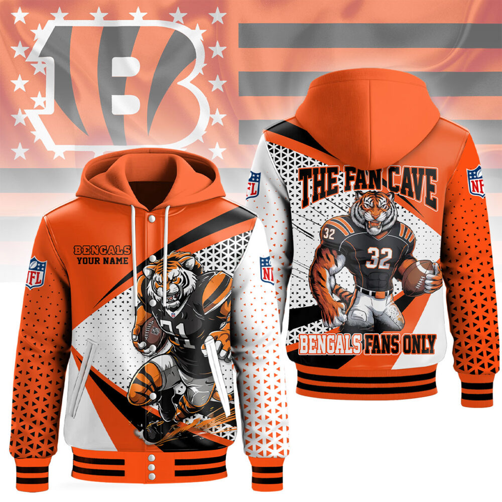 Cincinnati Bengals | Premium NFL Fan Cave Hooded Baseball Jacket NY