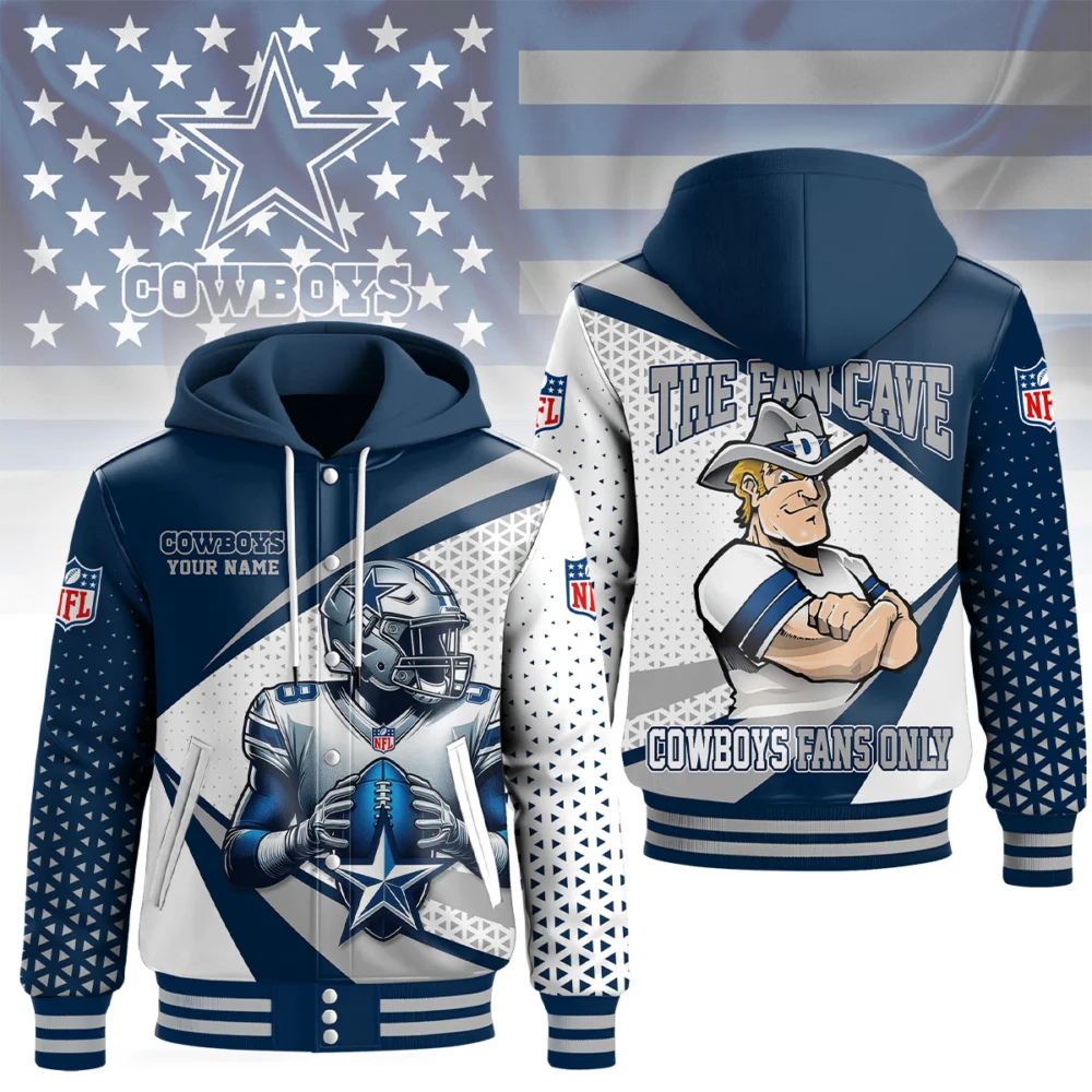 Dallas Cowboys | Premium NFL Fan Cave Hooded Baseball Jacket NY