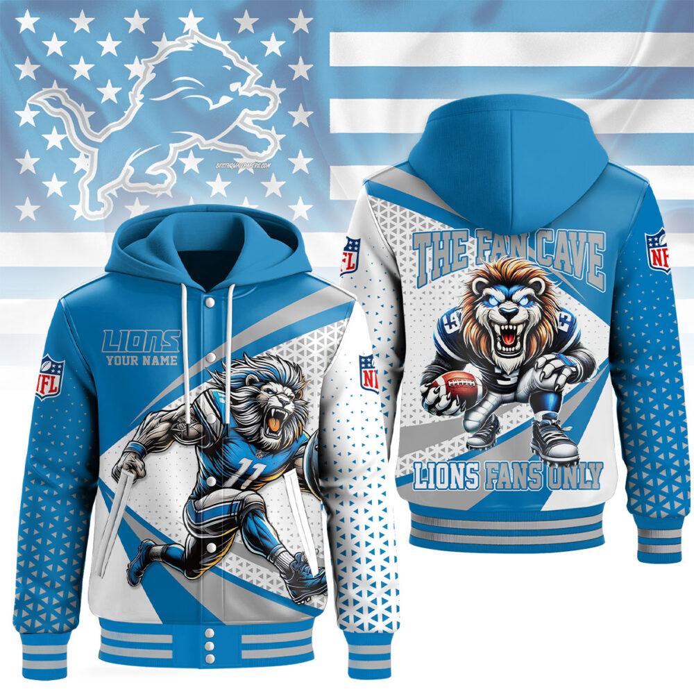 Detroit Lions | Premium NFL Fan Cave Hooded Baseball Jacket NY