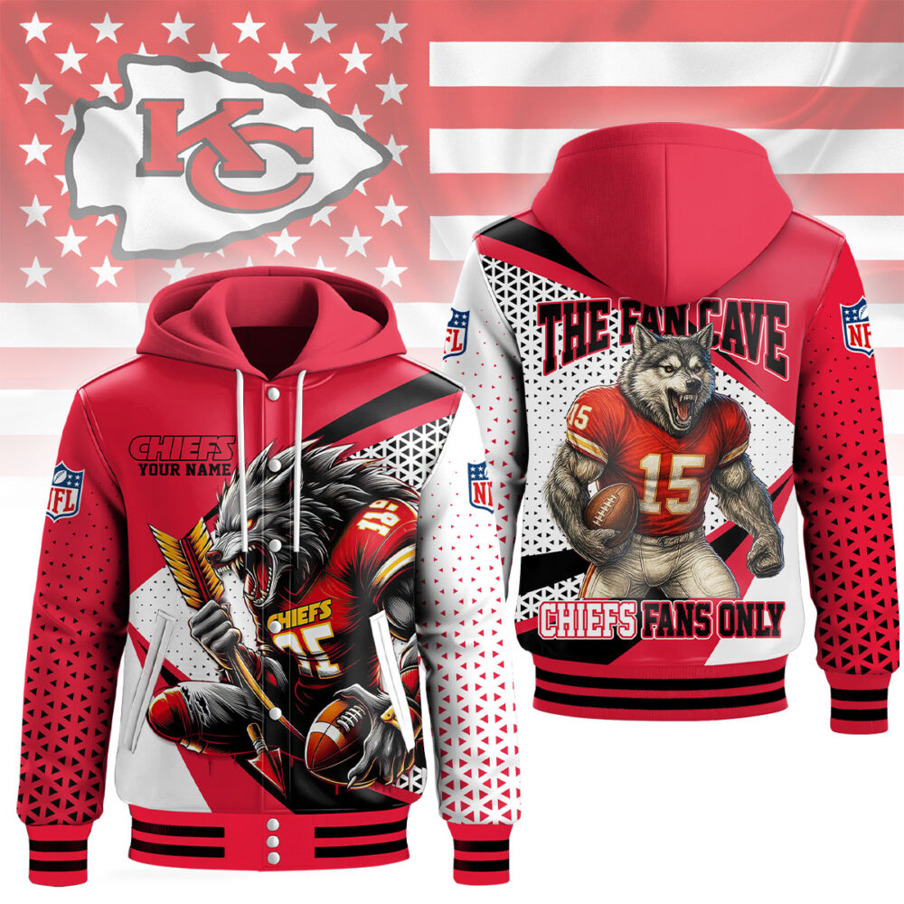 Kansas City Chiefs | Premium NFL Fan Cave Hooded Baseball Jacket NY - M