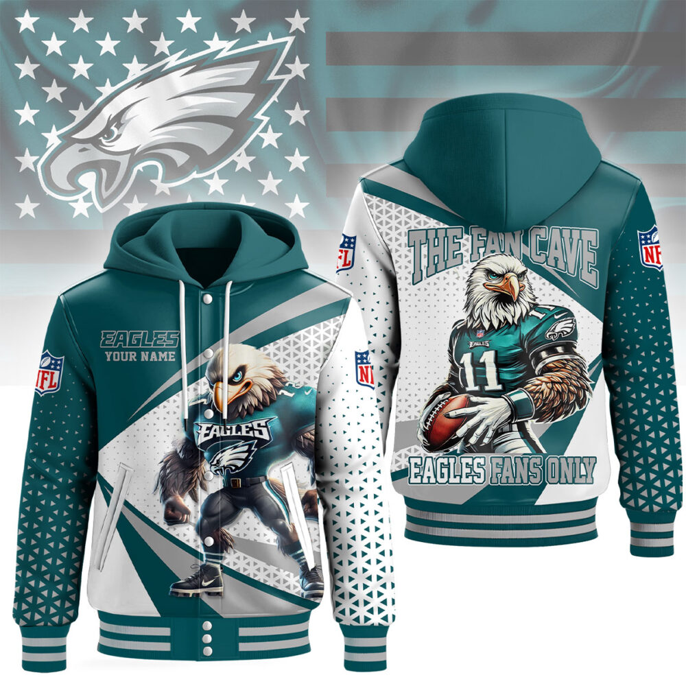 Philadelphia Eagles | Premium NFL Fan Cave Hooded Baseball Jacket NY