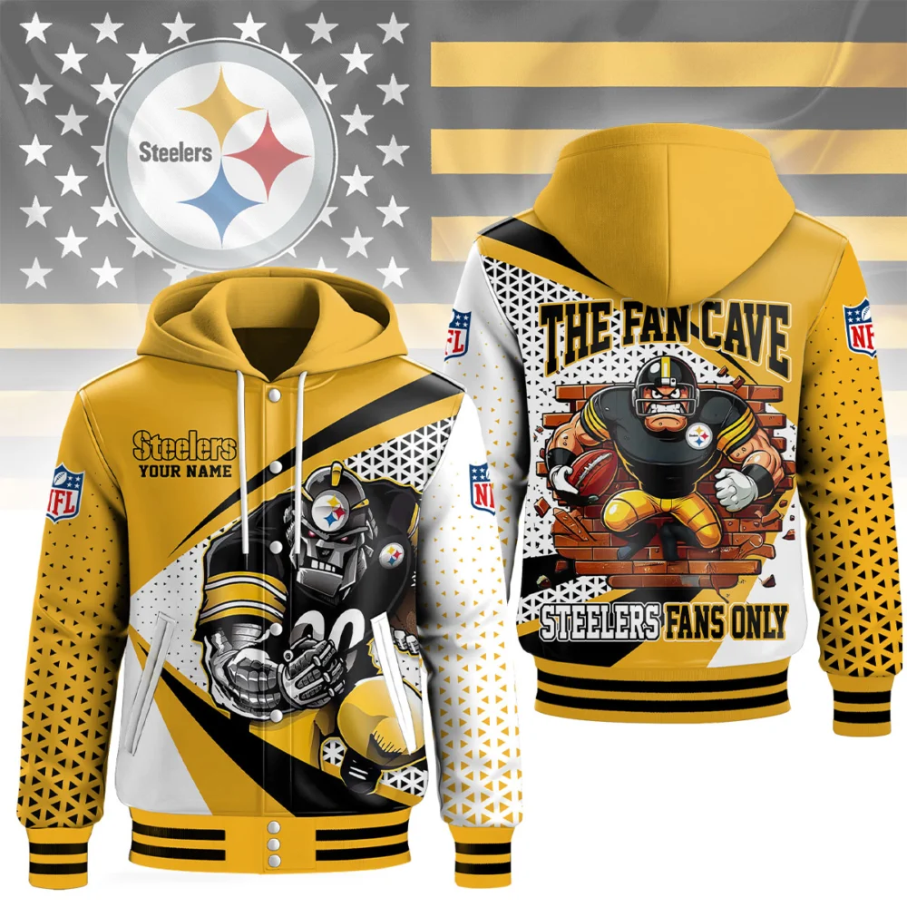 Pittsburgh Steelers | Premium NFL Fan Cave Hooded Baseball Jacket NY