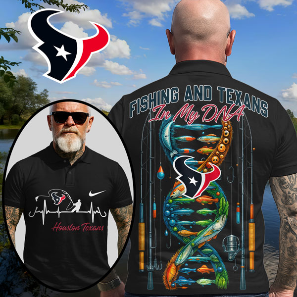Houston Texans | Premium NFL Fishing In My DNA Polo Shirt MM - Black