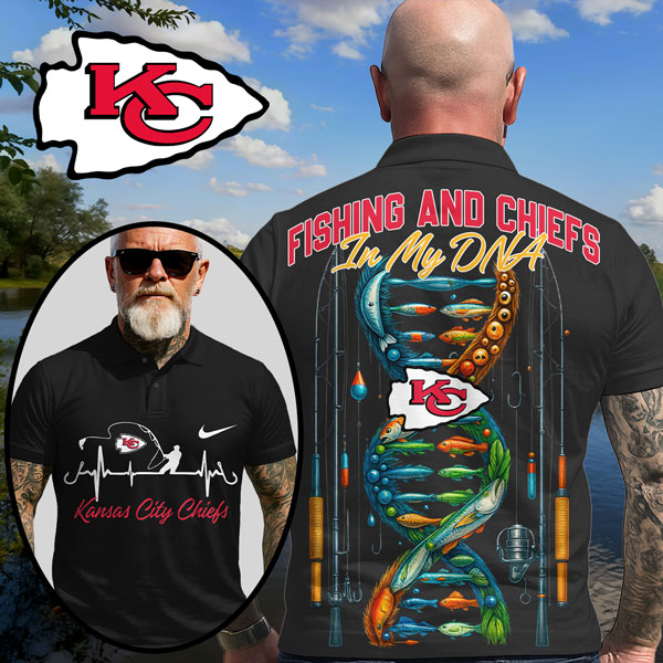 Kansas City Chiefs | Premium NFL Fishing In My DNA Polo Shirt MM - Black