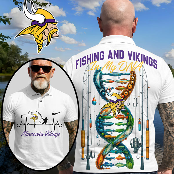 Minnesota Vikings | Premium NFL Fishing In My DNA Polo Shirt MM