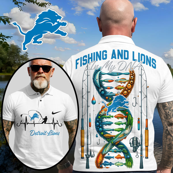Detroit Lions | Premium NFL Fishing In My DNA Polo Shirt MM