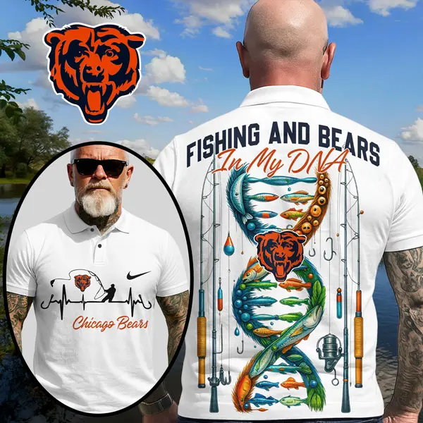 Chicago Bears | Premium NFL Fishing In My DNA Polo Shirt MM