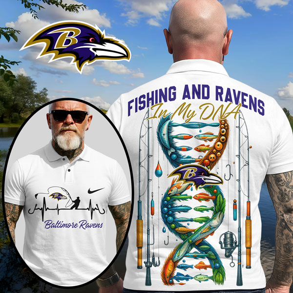 Baltimore Ravens | Premium NFL Fishing In My DNA Polo Shirt MM