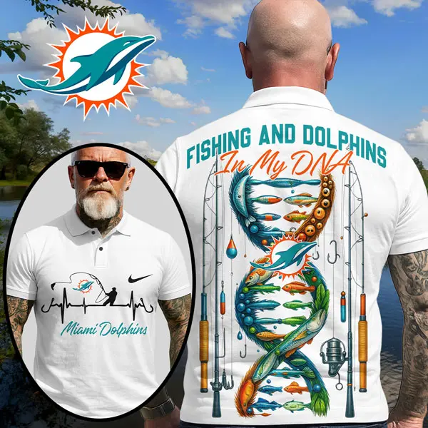 Miami Dolphins | Premium NFL Fishing In My DNA Polo Shirt MM