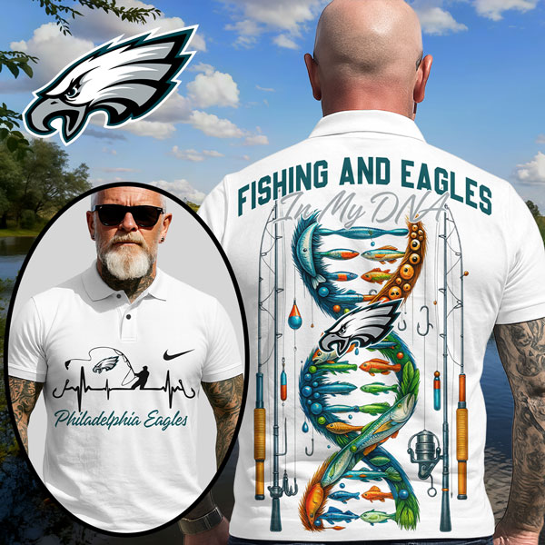 Philadelphia Eagles | Premium NFL Fishing In My DNA Polo Shirt MM