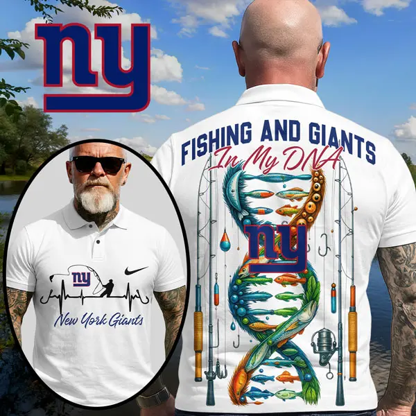 New York Giants | Premium NFL Fishing In My DNA Polo Shirt MM